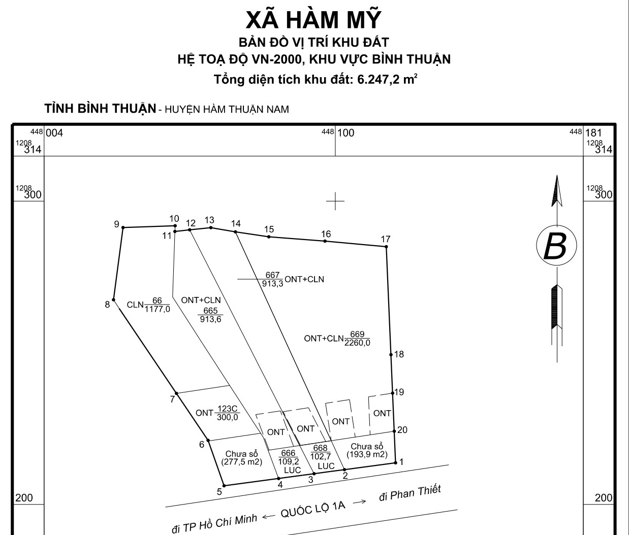 Bán đất, thôn Phú Sơn, xã Hàm Mỹ, huyện Hàm Thuận Nam, tỉnh Bình Thuận. DT: 6247 m2 (500 m2 thổ cư). Giá chốt: 27,5 tỷ.  